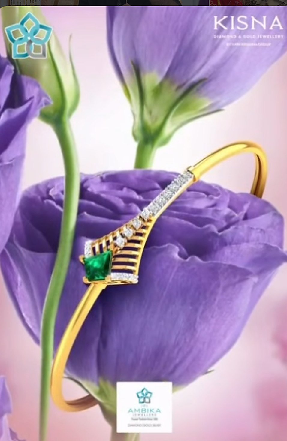 Diamond and emerald gold bracelet
