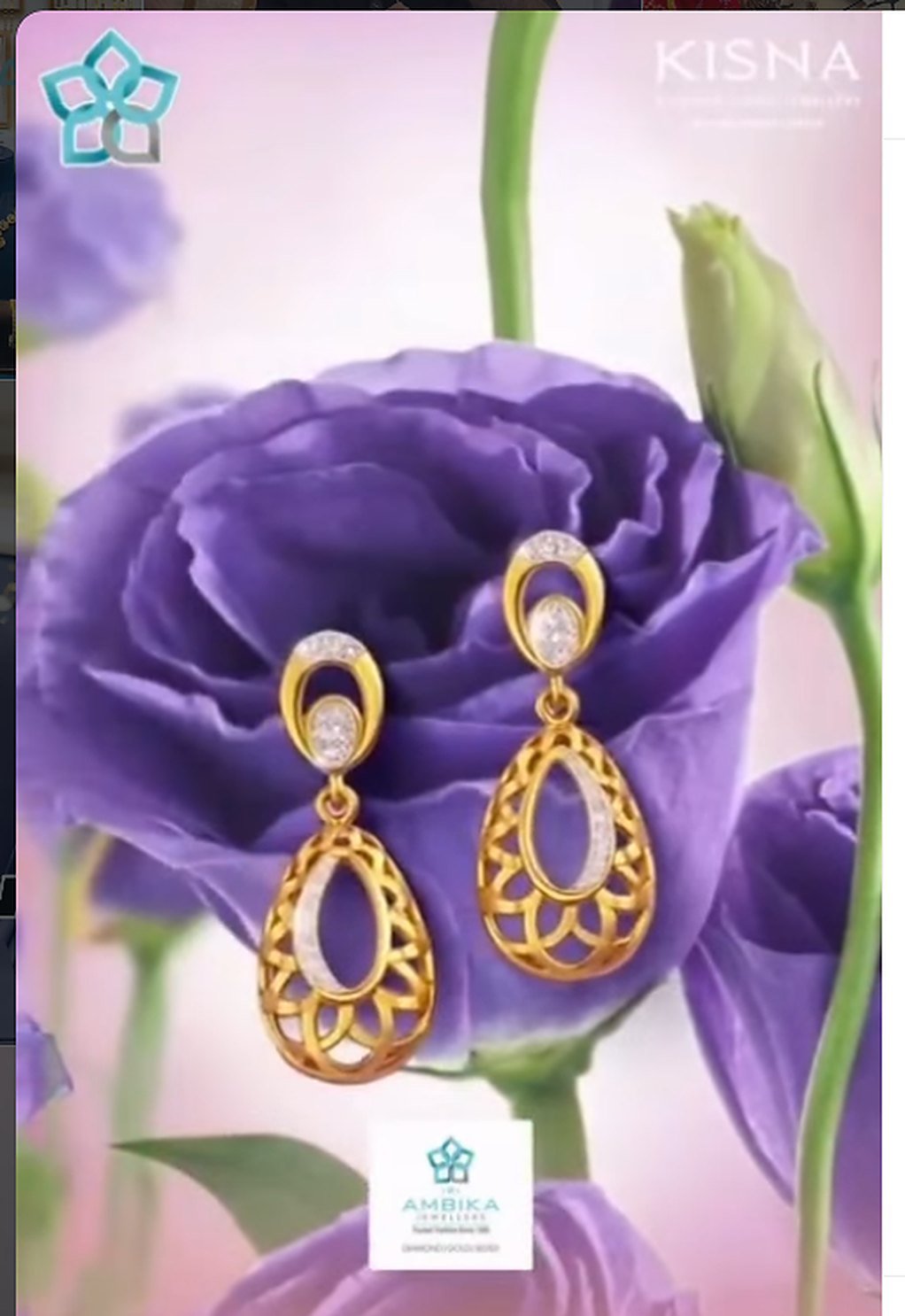 Diamond and gold drop earrings